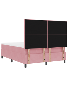 Letto a Sorgente LED con materasso Rosa 160 x 200 cm Tessuto 2