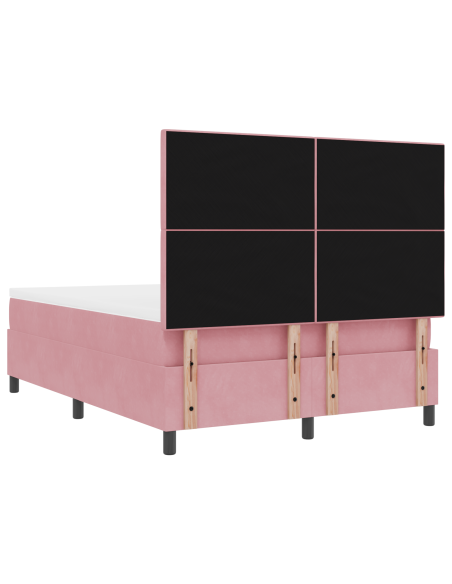 Letto Box Spring  con Materasso e LED Rosa 160x200 cm in Velluto