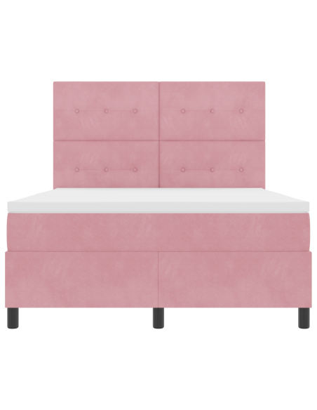 Letto Box Spring  con Materasso e LED Rosa 160x200 cm in Velluto