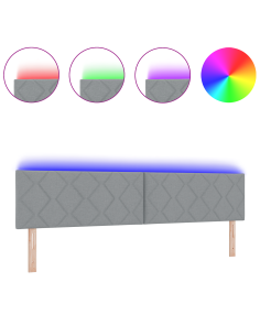 Testiera Grigio chiaro 200 cm Tessuto 2