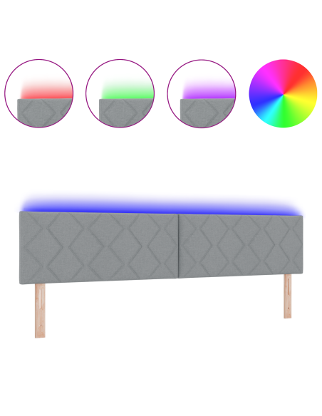 Testata LED  con design a blocchi di diamante grigio chiaro, 200 cm in tessuto