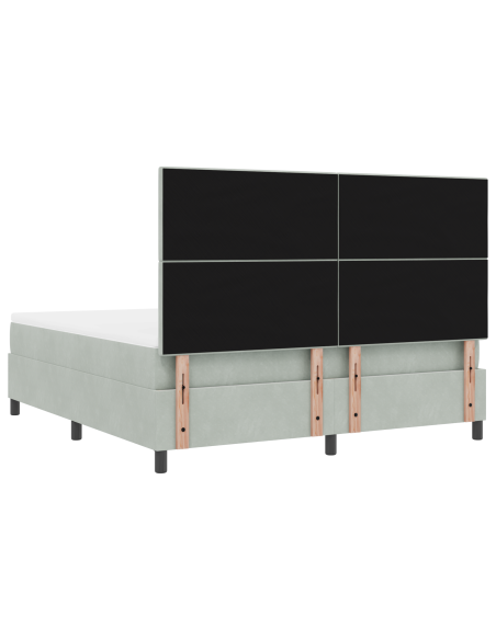 Letto a box spring  con materasso e luce LED grigio chiaro 180x200 cm in velluto