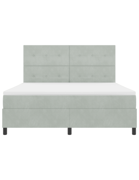 Letto a box spring  con materasso e luce LED grigio chiaro 180x200 cm in velluto