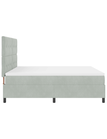 Letto a box spring  con materasso e luce LED grigio chiaro 180x200 cm in velluto