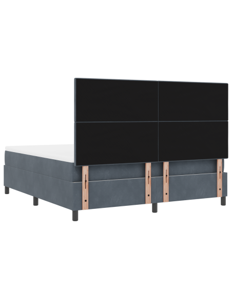 Letto a Box Spring con Materasso e LED Grigio Scuro 180x200 cm Velluto