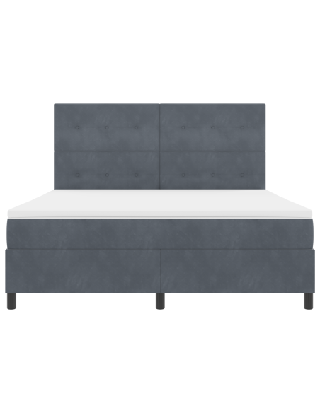 Letto a Box Spring con Materasso e LED Grigio Scuro 180x200 cm Velluto