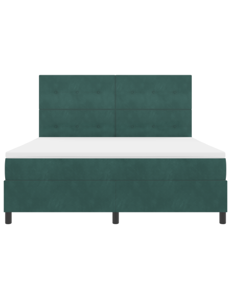Letto a Terra  con Materasso e LED Verde Scuro 180x200 cm Velluto