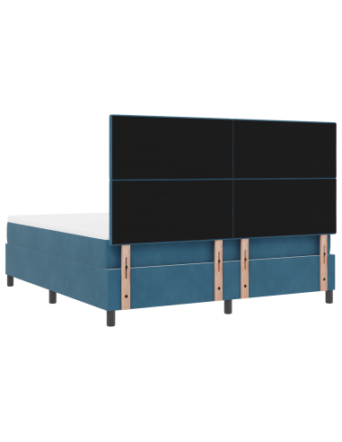 Letto a Sorgente LED Blu Scuro 180 x 200 cm Tessuto