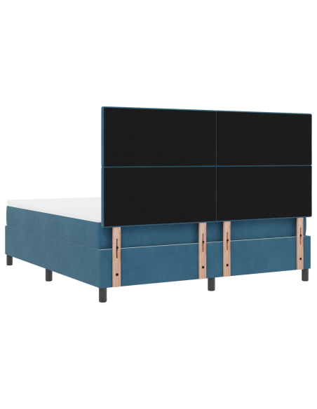 Letto Box Spring con Materasso e LED Blu Scuro 180x200 cm Velluto