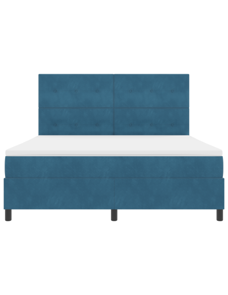 Letto Box Spring con Materasso e LED Blu Scuro 180x200 cm Velluto