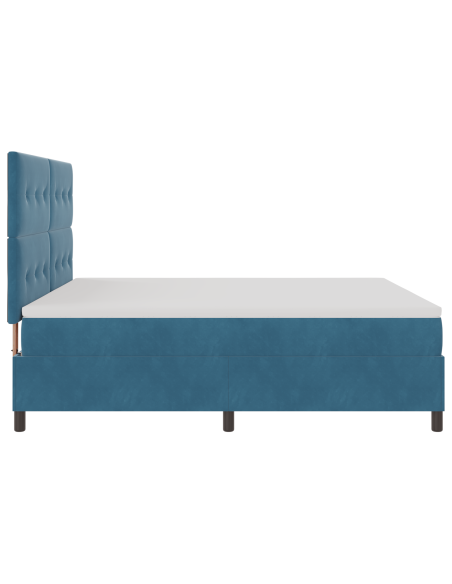 Letto Box Spring con Materasso e LED Blu Scuro 180x200 cm Velluto
