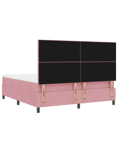 Letto a Sorgente LED con materasso Rosa 180 x 200 cm Tessuto 2