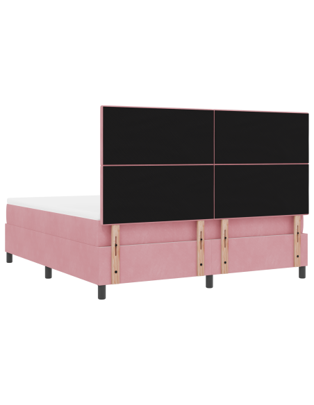 Letto Box Spring con Materasso e LED Rosa 180x200 cm Velluto
