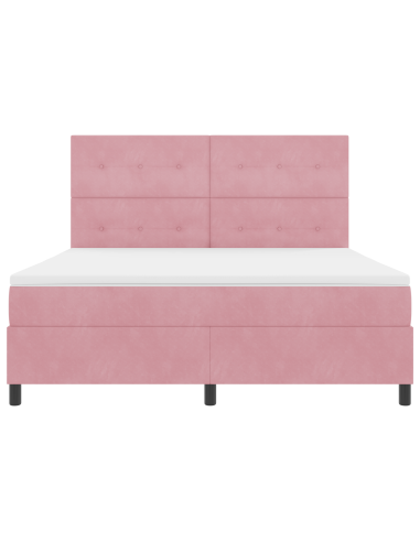Letto a Sorgente LED con materasso Rosa 180 x 200 cm Tessuto