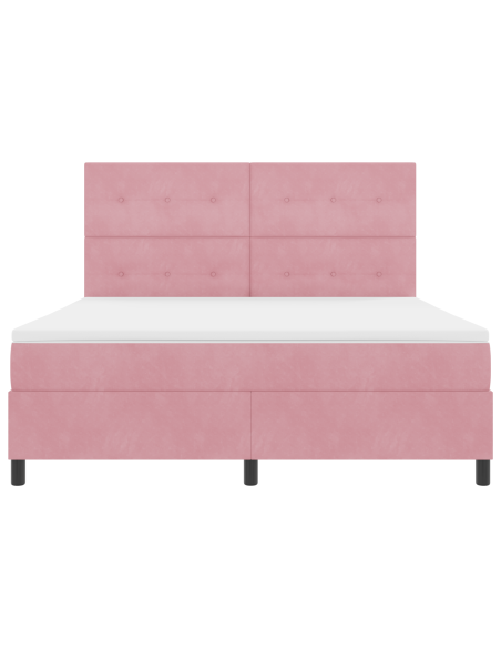Letto Box Spring con Materasso e LED Rosa 180x200 cm Velluto
