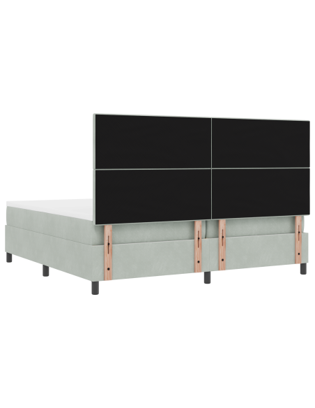 Letto Box Spring con Materasso e Luce LED Grigio Chiaro 200x200 cm Velluto