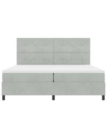 Letto Box Spring con Materasso e Luce LED Grigio Chiaro 200x200 cm Velluto