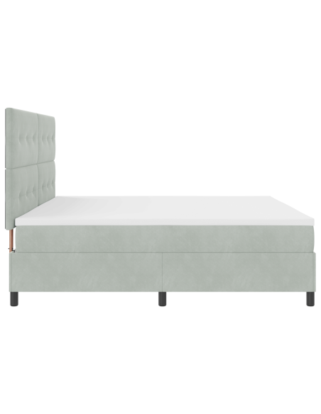 Letto Box Spring con Materasso e Luce LED Grigio Chiaro 200x200 cm Velluto
