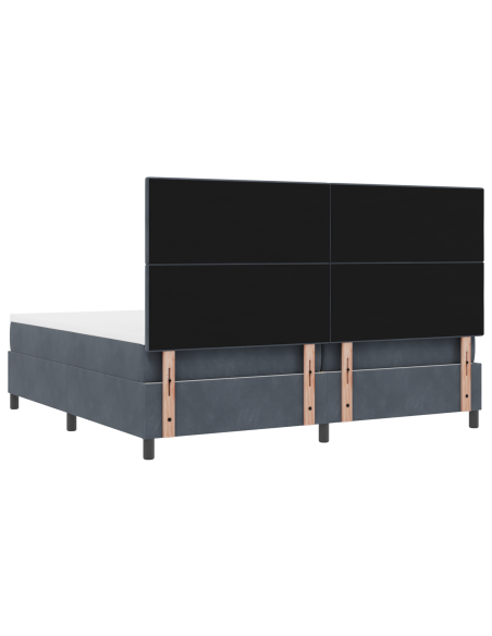 Letto Box Spring con Materasso e LED Grigio Scuro 200x200 cm Velluto