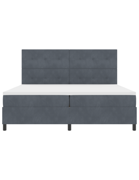 Letto Box Spring con Materasso e LED Grigio Scuro 200x200 cm Velluto