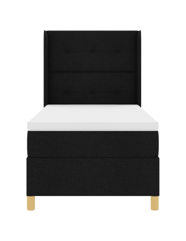 Letto a molle con materasso Nero 140 x 190 cm Tessuto