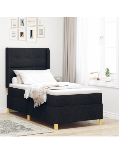 Letto a molle con materasso Nero 140 x 190 cm Tessuto
