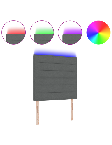 Testiera LED con testiera Grigio scuro 80 cm Poliestere