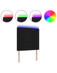 Testiera LED con luci a strisce a LED Nero 80 cm Poliestere 2