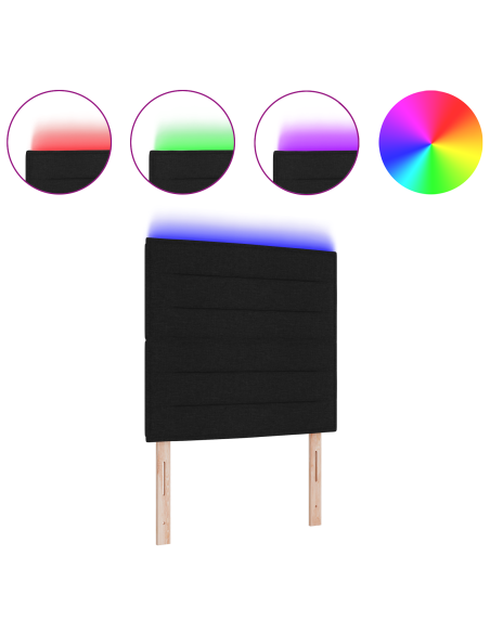 Testiera LED con luci a strisce a LED Nero 80 cm Poliestere