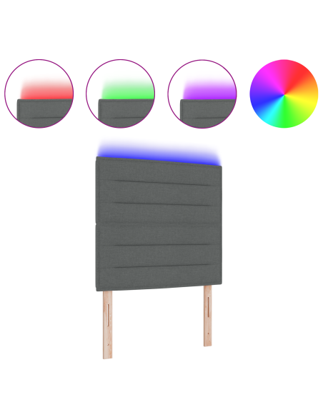 Testiera LED con testiera Grigio scuro 90 cm Poliestere