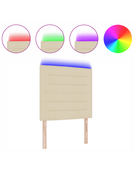Testiera LED con luci a strisce a LED Crema 90 cm Poliestere