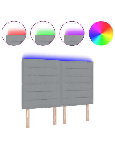 Testiera LED con testiera Grigio chiaro 144 cm Poliestere