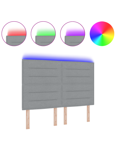 Testiera LED con testiera Grigio chiaro 144 cm Poliestere