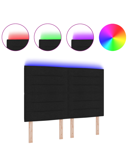 Testiera LED con luci a strisce a LED Nero 144 cm Poliestere