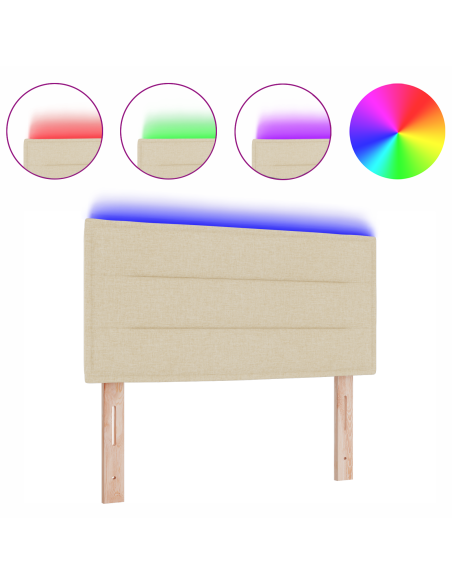 Testiera LED con luci a strisce a LED Crema 90 cm Poliestere
