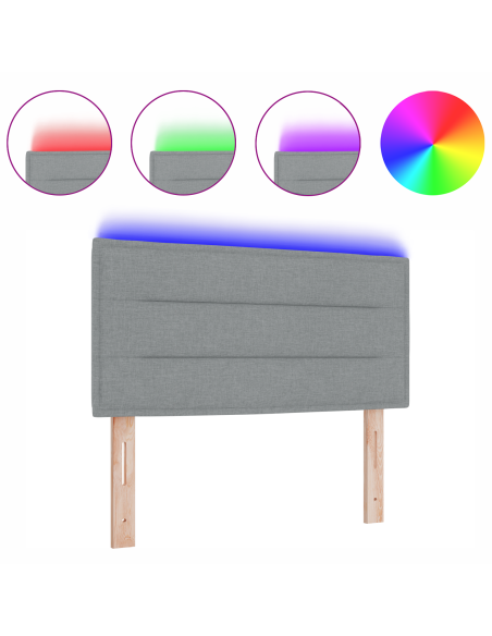 Testiera LED con testiera Grigio chiaro 100 cm Poliestere