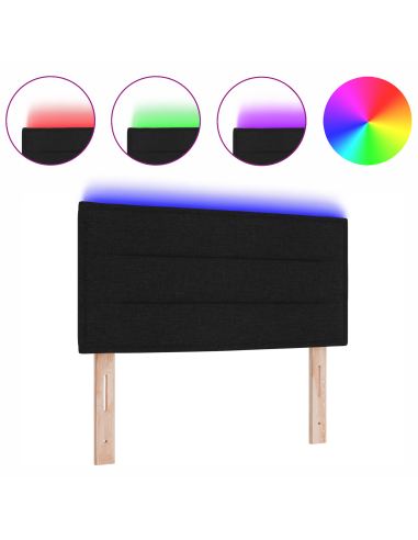 Testiera LED con luci a strisce a LED Nero 100 cm Poliestere