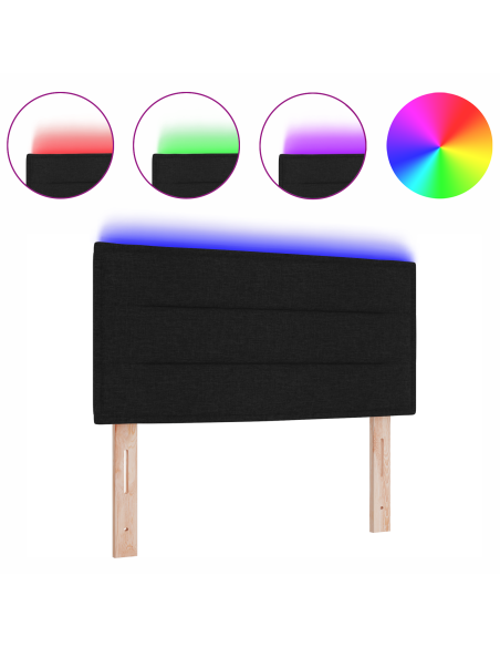 Testiera LED con luci a strisce a LED Nero 100 cm Poliestere