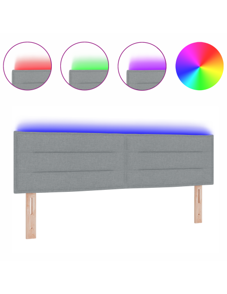 Testiera LED con testiera Grigio chiaro 144 cm Poliestere