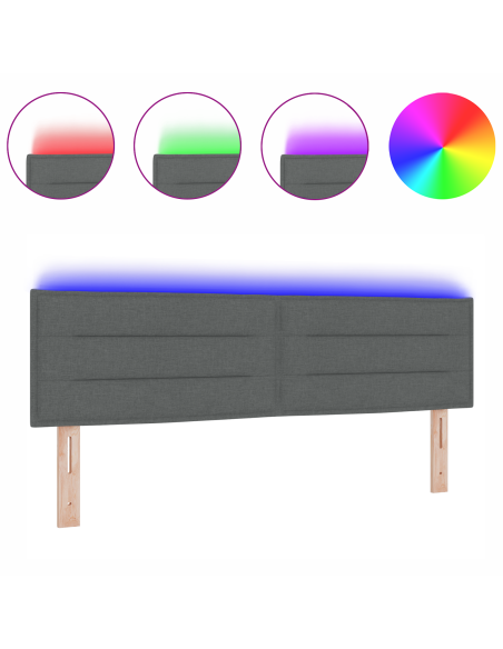 Testiera LED con testiera Grigio scuro 144 cm Poliestere