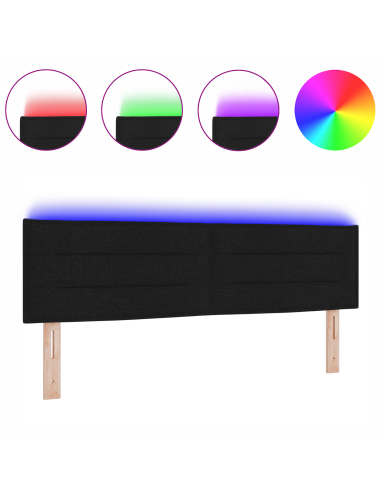 Testiera LED con luci a strisce a LED Nero 144 cm Poliestere