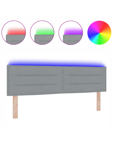 Testiera LED con testiera Grigio chiaro 160 cm Poliestere