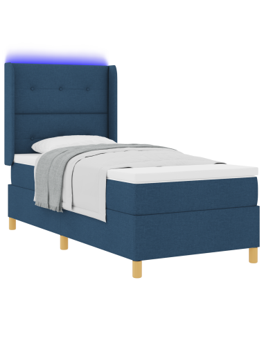 Letto a molle con materasso Blu 90 x 200 cm Tessuto