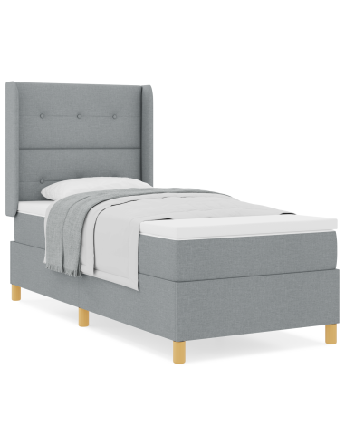 Letto a molle con materasso Grigio chiaro 90 x 190 cm Tessuto