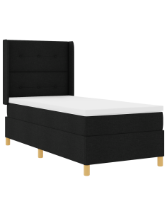 Letto a molle con materasso Nero 90 x 190 cm Tessuto 2