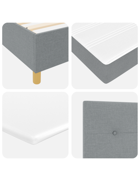 Letto Box Spring con Materasso Grigio Chiaro 90x200 cm Tessuto