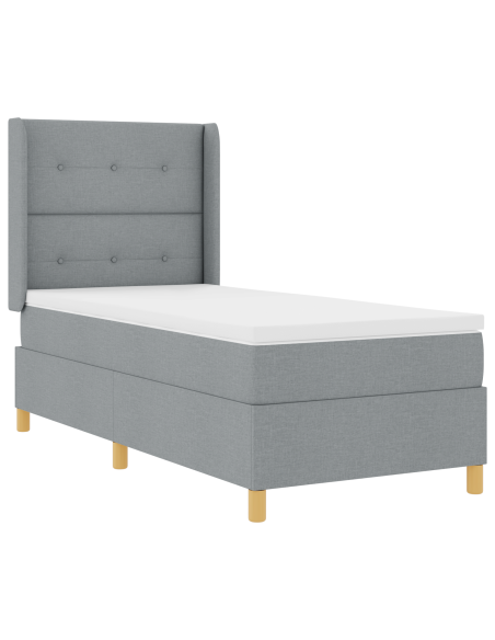 Letto Box Spring con Materasso Grigio Chiaro 90x200 cm Tessuto