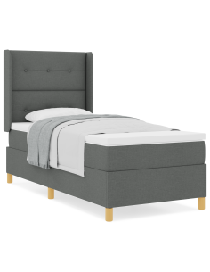 Letto a molle con materasso Grigio scuro 90 x 200 cm Tessuto 2