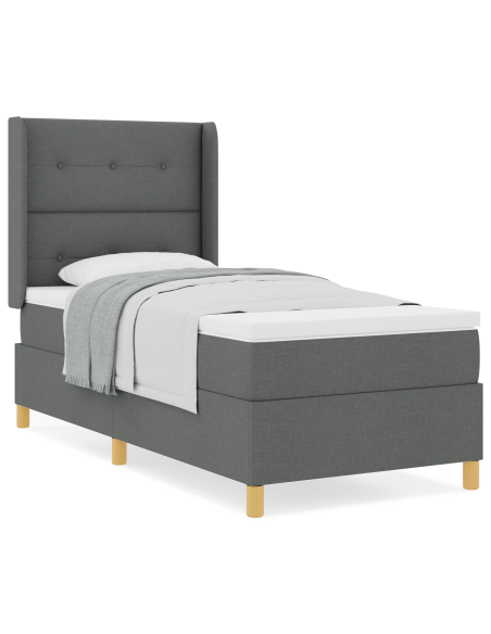 Letto a Molle con Materasso Grigio Scuro 90x200 cm Tessuto