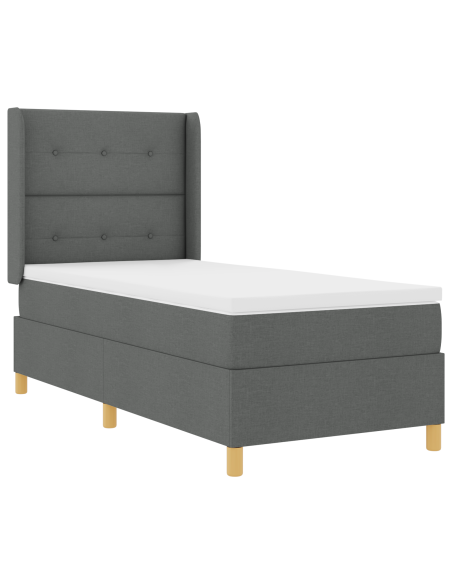 Letto a Molle con Materasso Grigio Scuro 90x200 cm Tessuto